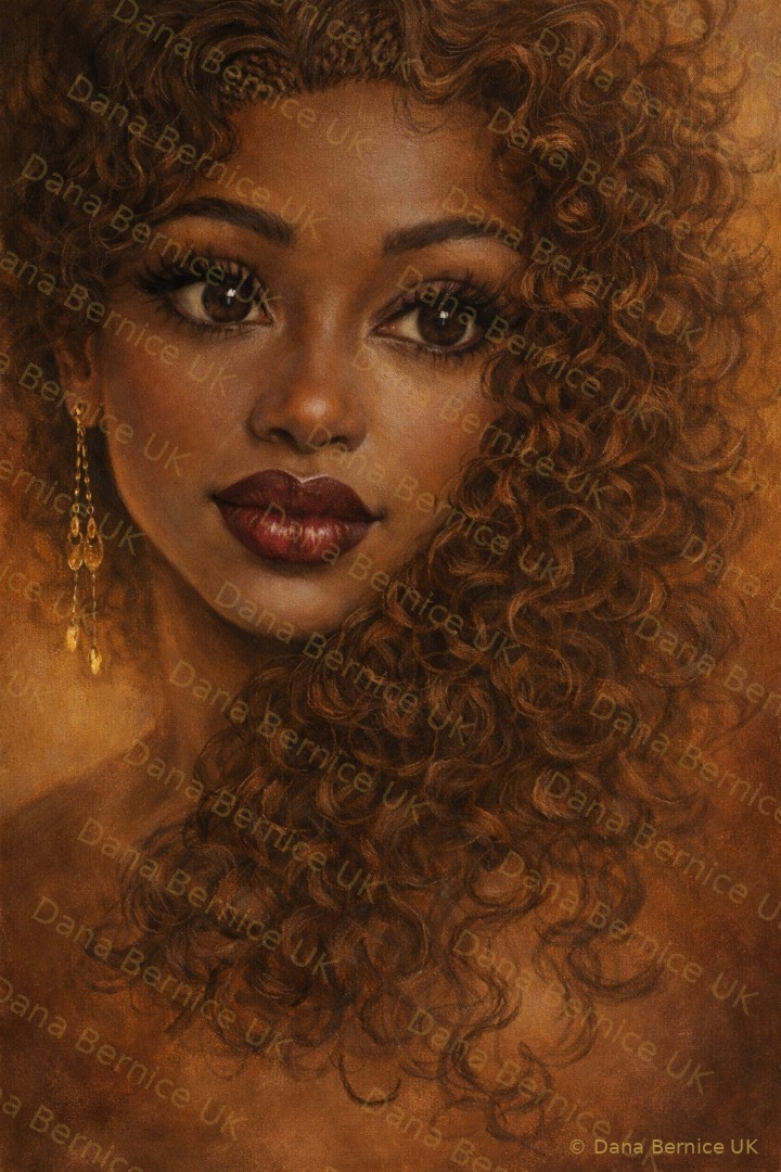 Dana Bernice UK original portrait in warm amber tones