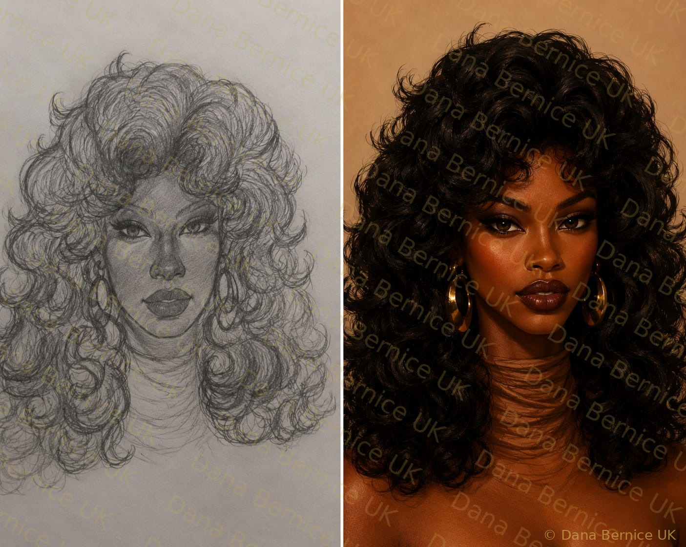 Dana Bernice UK sketch to digital portrait