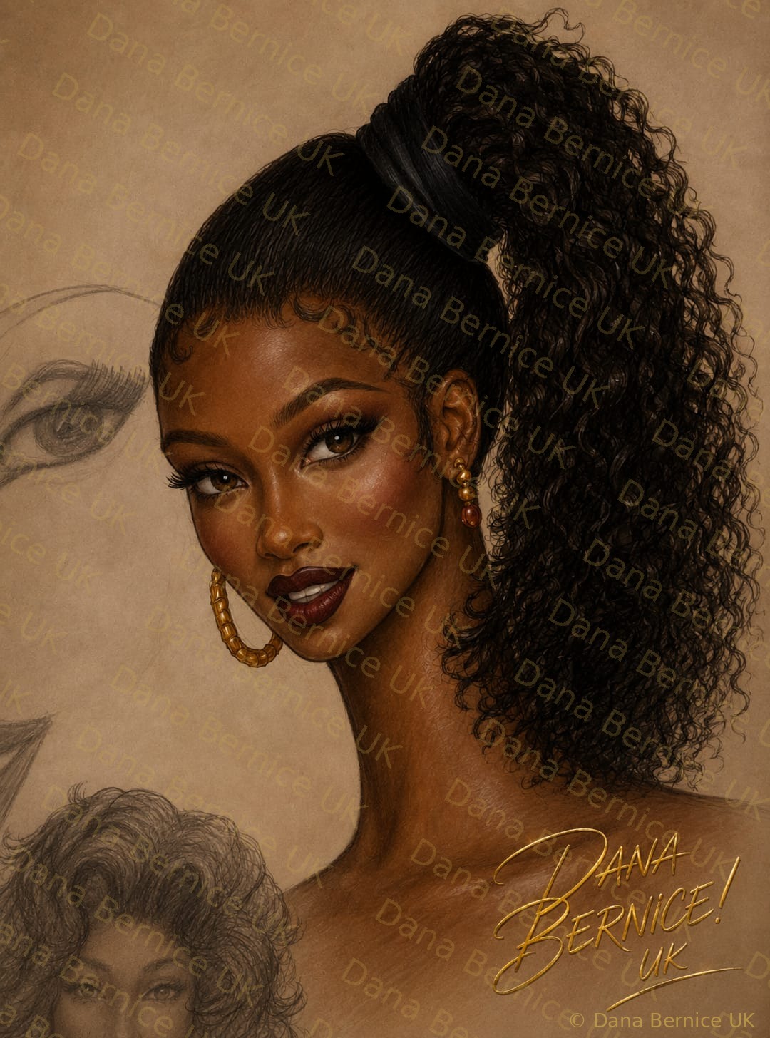 Dana Bernice UK digital portrait with gold hoop earring