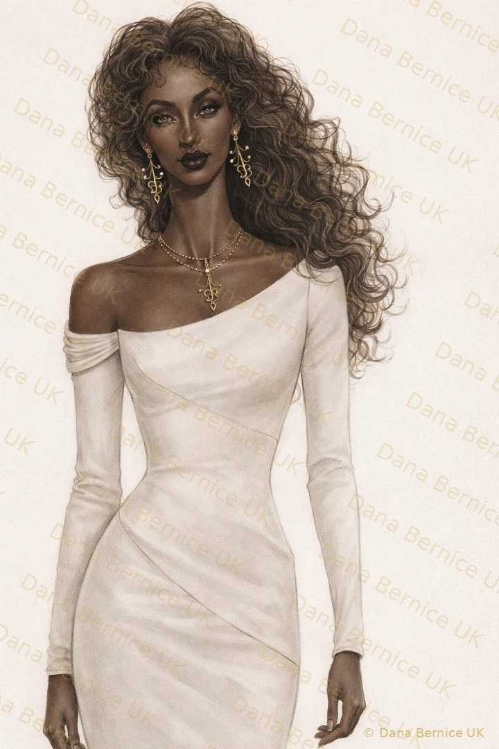 Dana Bernice UK off-shoulder white dress fashion design