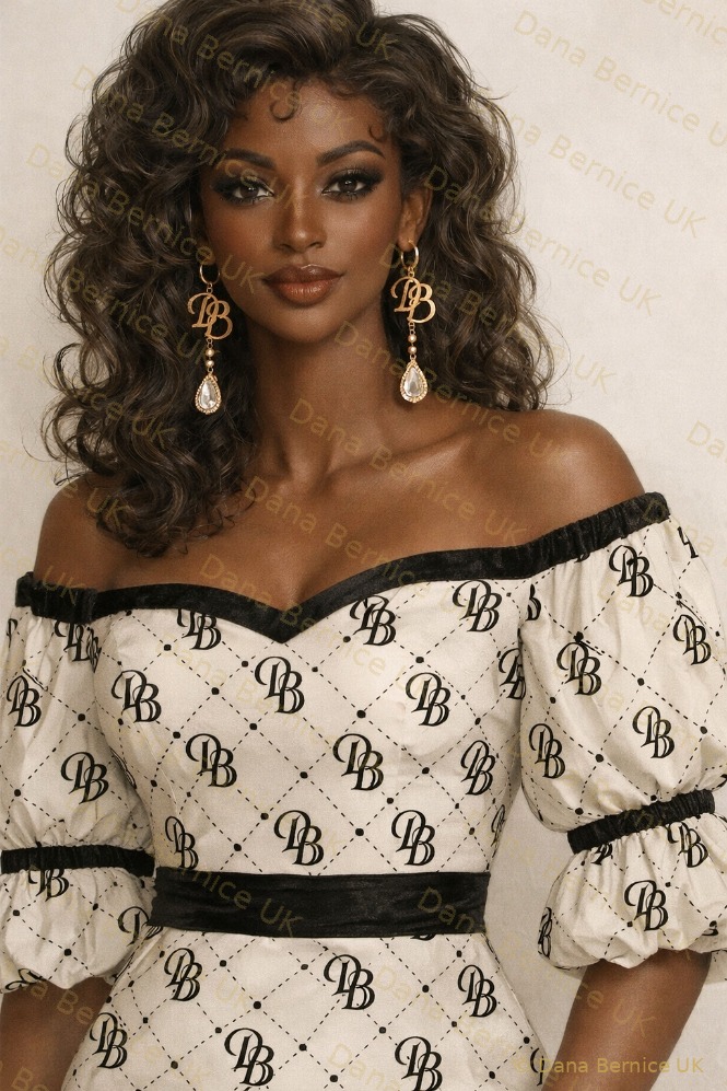 Dana Bernice UK DB monogram print off-shoulder dress