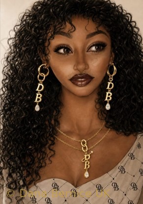 Dana Bernice UK jewellery campaign with DB necklace