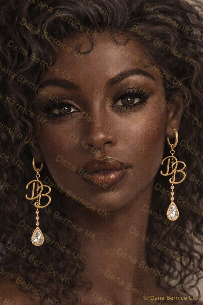 Dana Bernice UK DB monogram drop earrings with crystal teardrop