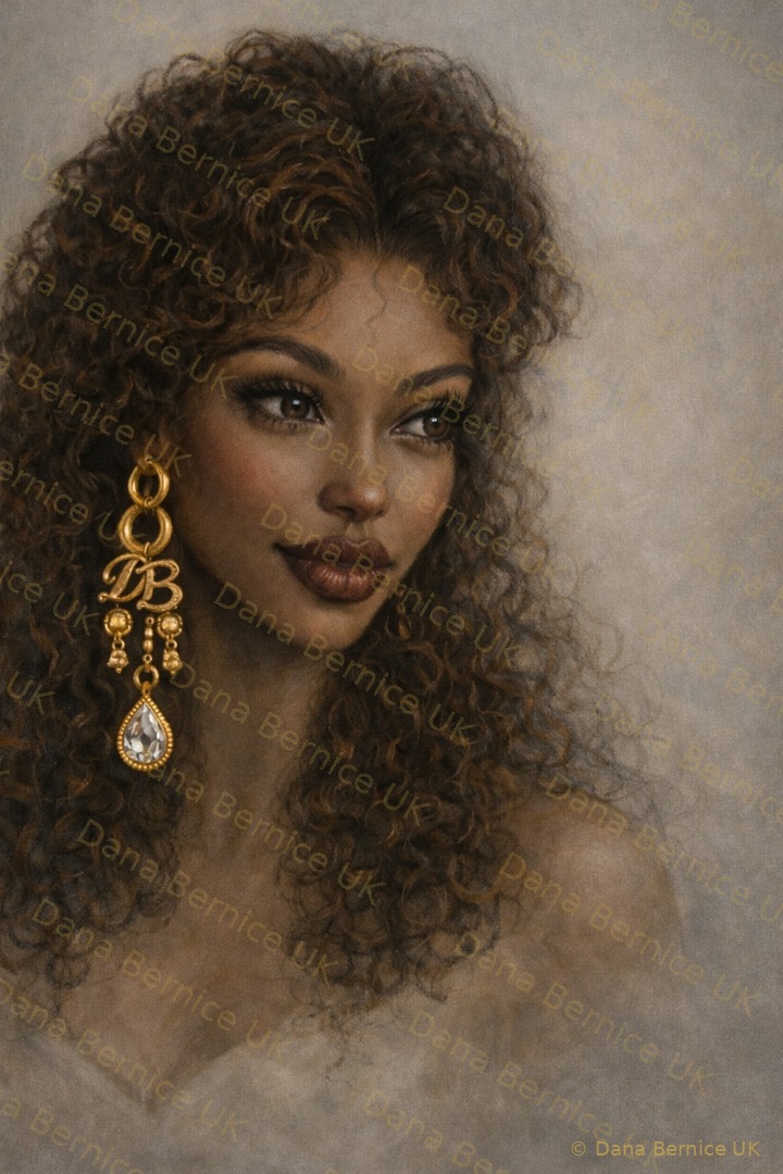 Dana Bernice UK DB drop earring close up